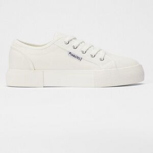 Fabletics white canvas platform lace up classic tennis sneakers size 7
